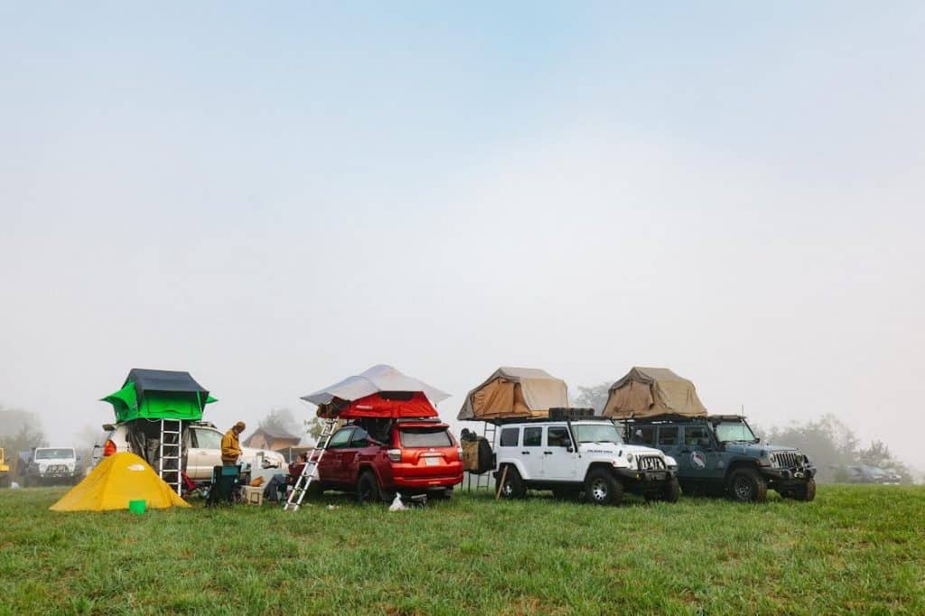 Rooftop tent camping event